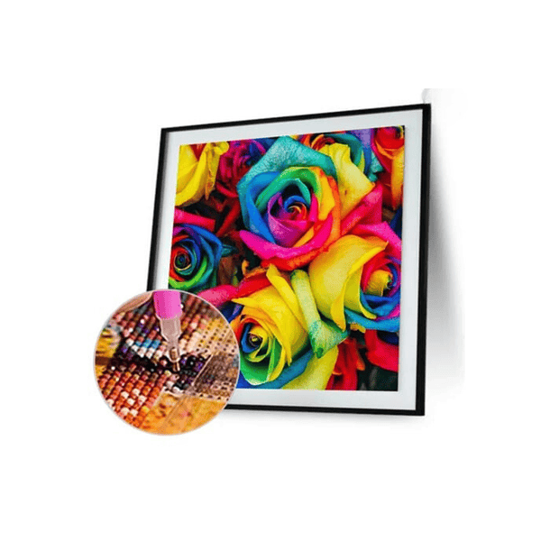 Pintura de Diamantes 5d Diy - Rosas de Colores 30x30 Cms 3