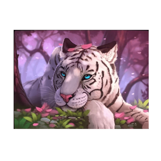 Juego de Pintura Diamante 5D DIY - Tigre Ojos Celestes 20x30 cms 