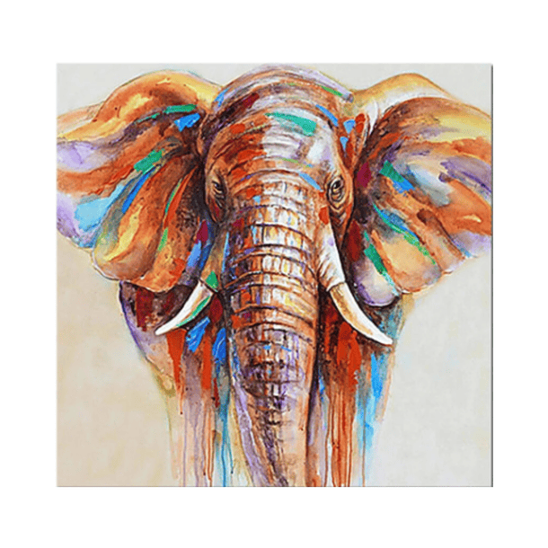 Juego Pintura de Diamantes 5D DIY - Elefante de Colores 30x30 Cm