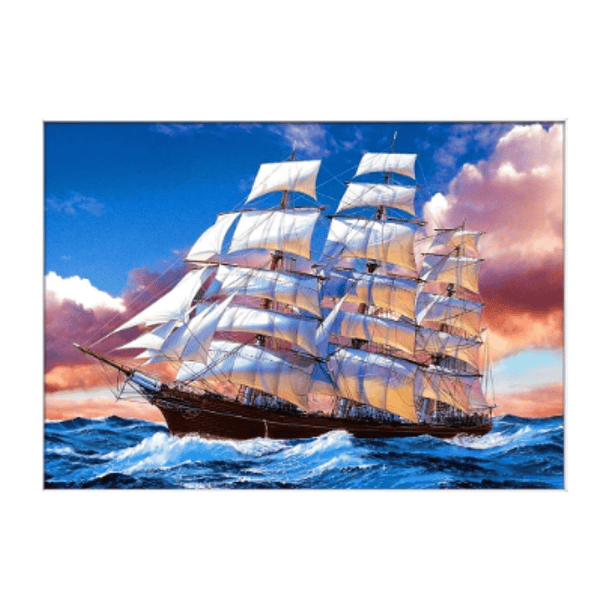 Juego Pintura de Diamantes 5D DIY - Barco Mercante de Vela en el Mar 40x50 cm 1