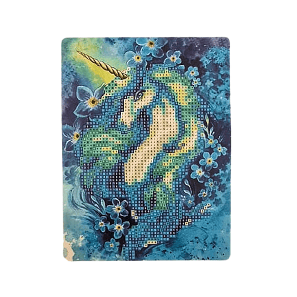 Kit Pintura Diamantes Con Atril - Unicornio Azul 15x20cm 1