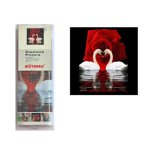 Pintura de Diamantes 5D DIY - Cisnes Rosa Roja 20x20 cm 2