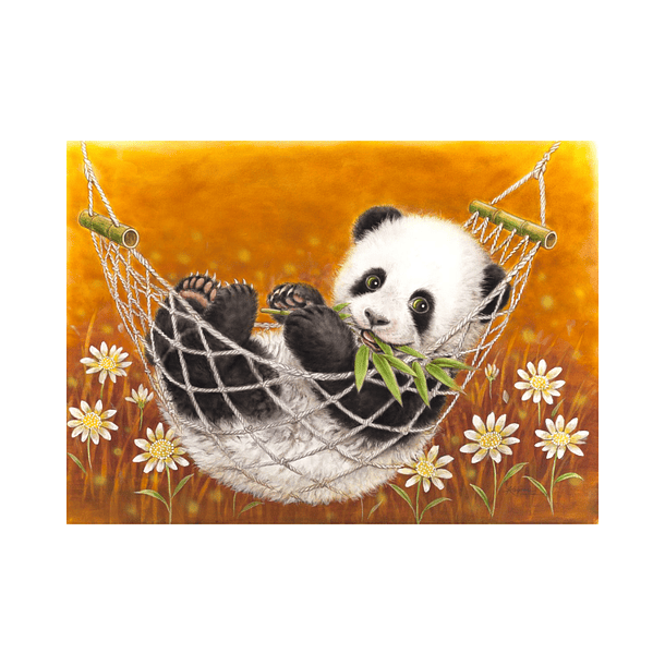 Kit Pintura Diamante Panda en Hamaca 20x20 Cms 1