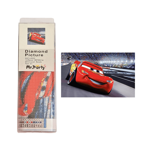 Kit Pintura Diamantes Rayo McQueen (Cars) 20x20 cms  2