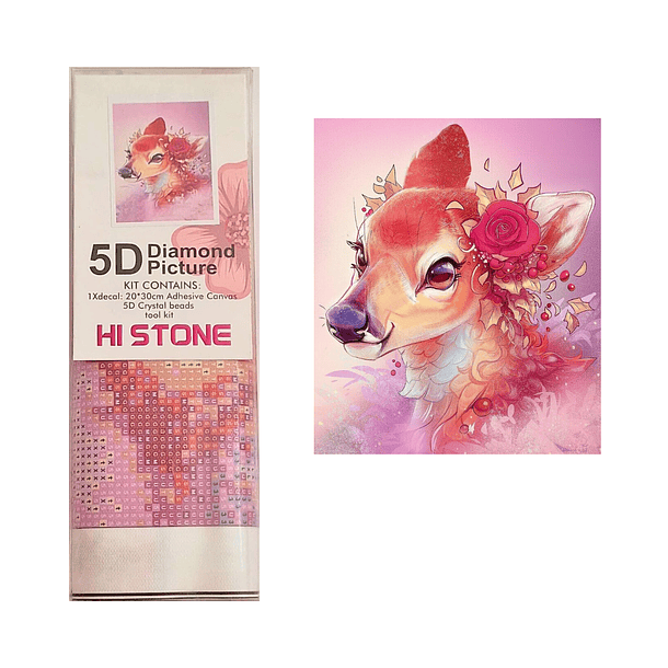 Juego de Pintura de Diamantes 5D DIY - Ciervo Rosa 20x30 cms 2