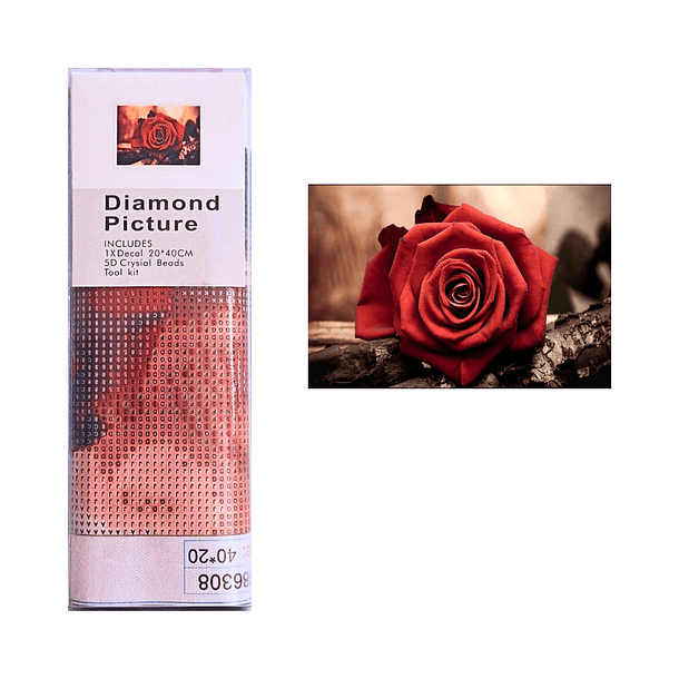 Juego de Pintura de Diamantes 5D DIY - Rosa Roja 20x40 cm 2