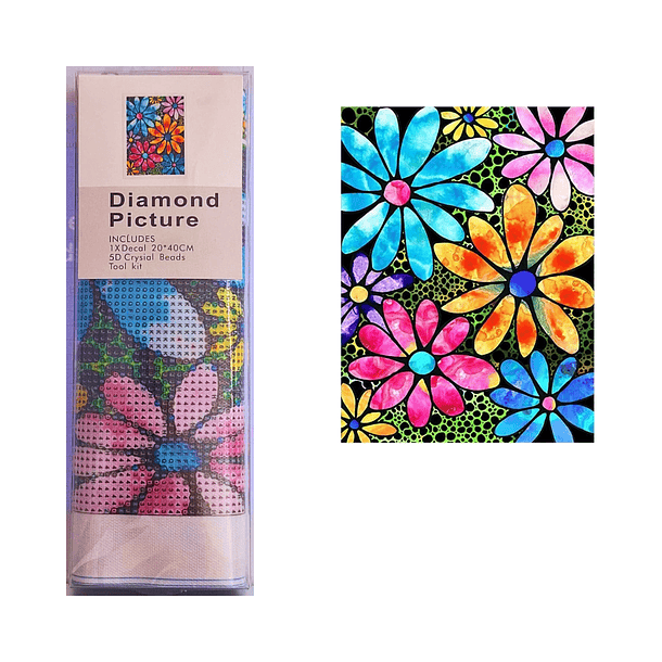 Juego de Pintura de Diamantes 5D DIY - Flores Coloridas 20x40 cm