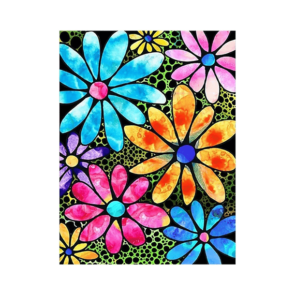 Juego de Pintura de Diamantes 5D DIY - Flores Coloridas 20x40 cm 1
