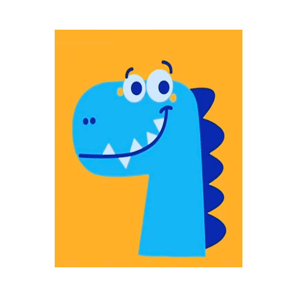 Pintura Por Números Diseño Dinosaurio Azul 20x20cm
