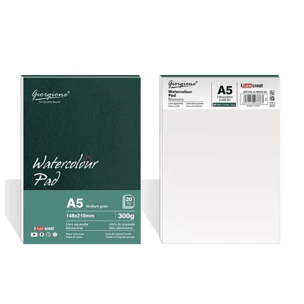 Block Pad Para Acuarela Giorgione 20 hojas 300gr. A5 10