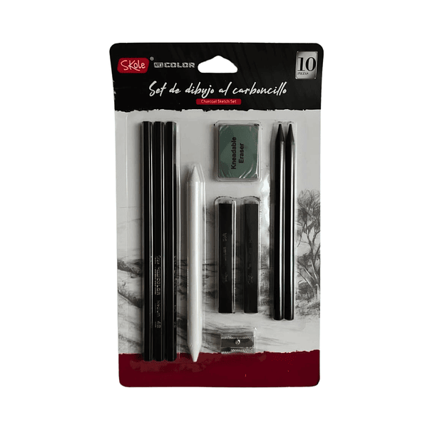 Set de dibujo Carboncillo Skole Art Color 10 Piezas