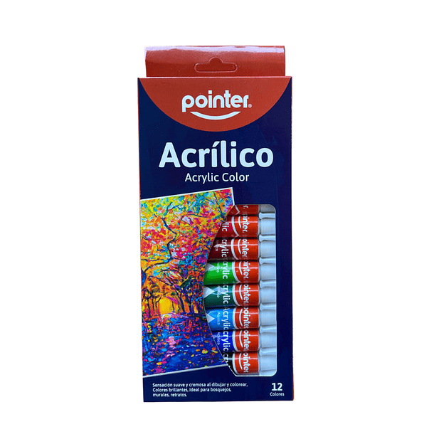 Pintura Acrílica Pointer 12 Colores en Pomo