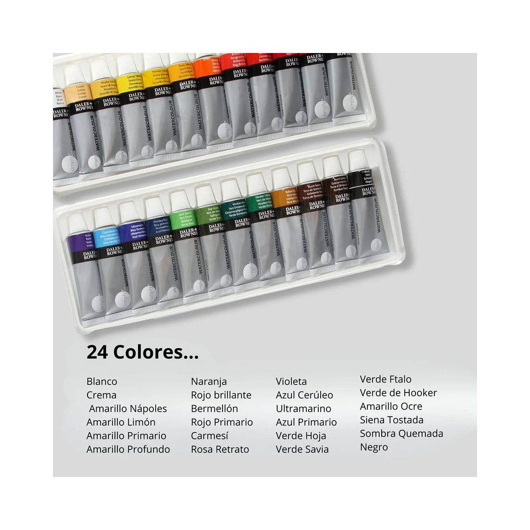 Set Acuarelas Tubos 12 ml Daler Rowney Simply 12