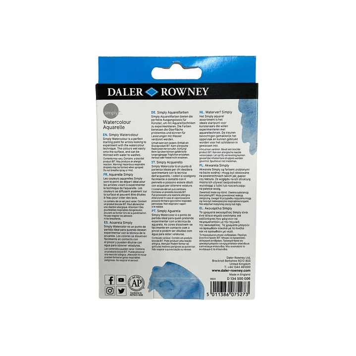 Set Acuarelas Tubos 12 ml Daler Rowney Simply 7
