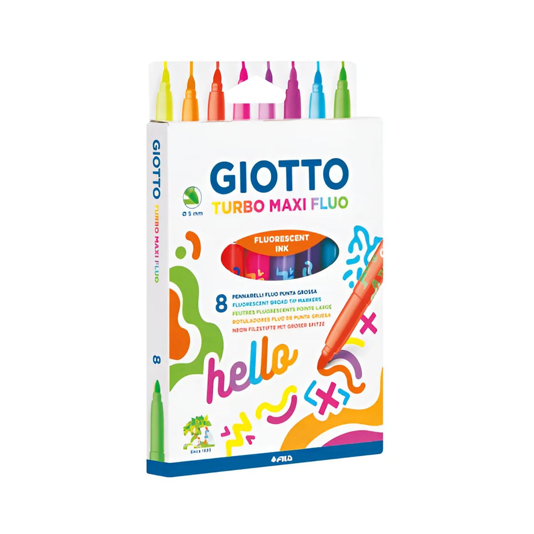 Marcadores Giotto Turbo Jumbo Maxi Fluo 8 Colores 1