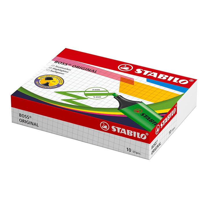 Destacadores Stabilo Boss Original Caja 10u. Color Verde 8