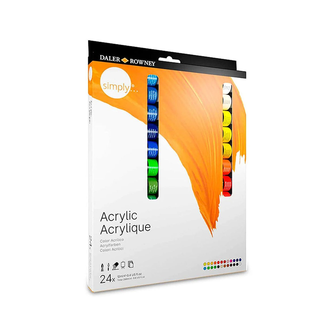 Pinturas Acrilicas Daler Rowney Simply Set 24 Colores 12 ml c/u  1