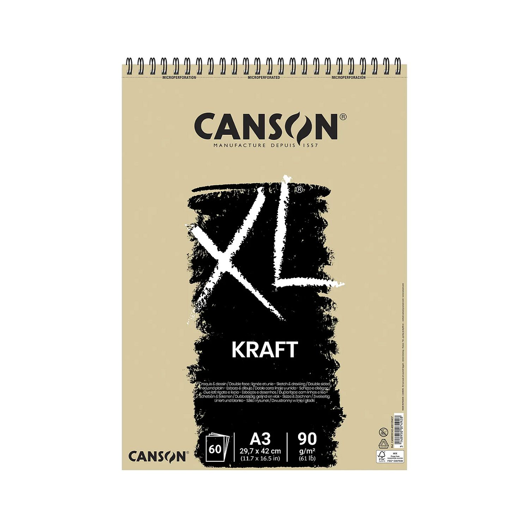 Croquera Kraft Canson XL A3 (29,7X42cm) 60 Hojas 90g/m2 1