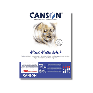 Block Canson Mixed Media Artist A4 (21x29,7cm) 15 hojas 600 g/m2 