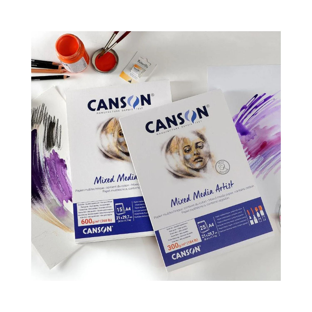 Block Canson Mixed Media Artist A4 (21x29,7cm) 15 hojas 600 g/m2  4