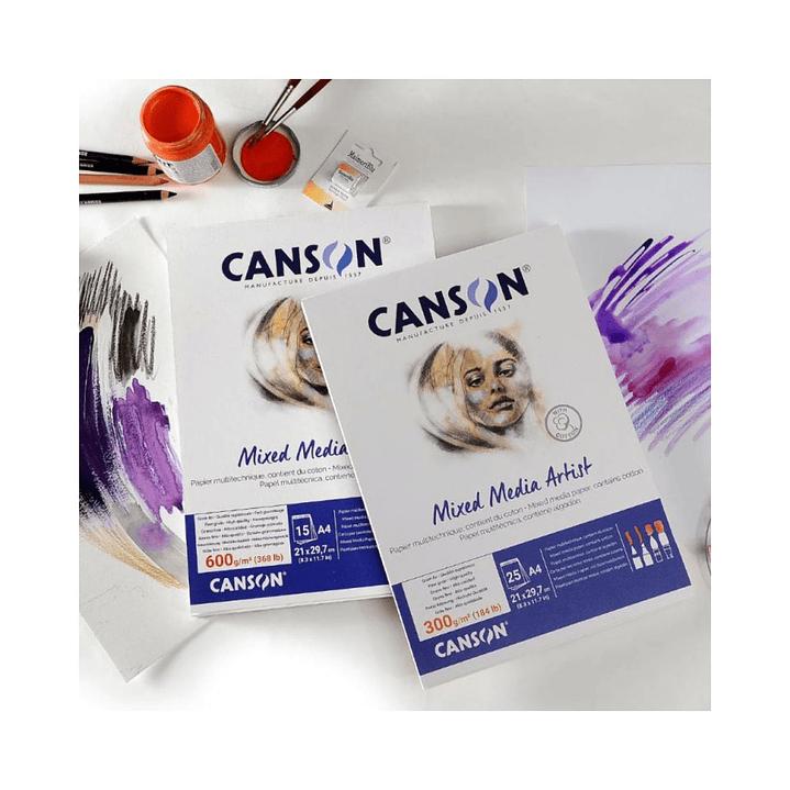 Block Canson Mixed Media Artist A4 (21x29,7cm) 15 hojas 600 g/m2  4