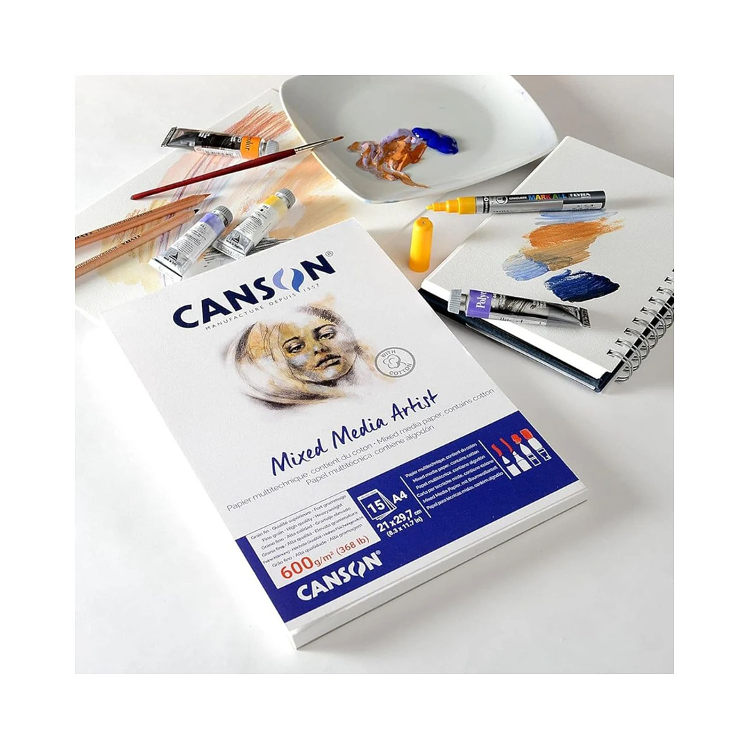 Block Canson Mixed Media Artist A4 (21x29,7cm) 15 hojas 600 g/m2  3