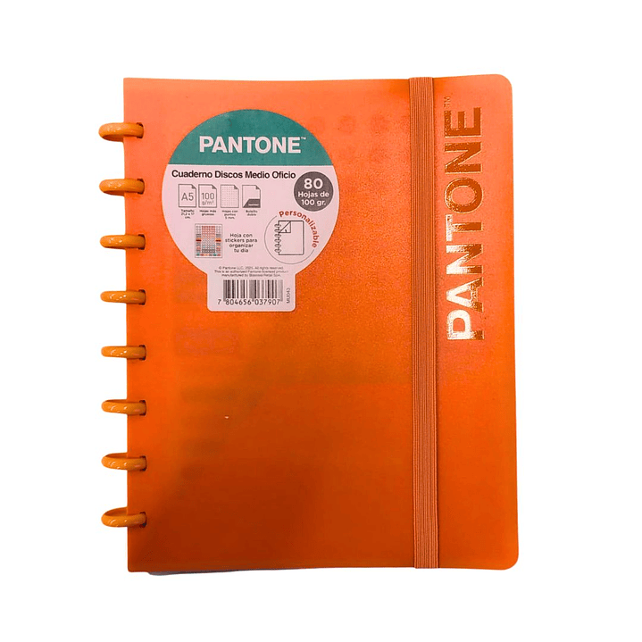 Cuaderno Disco Medio Oficio Pantone Coral 80 hojas  1
