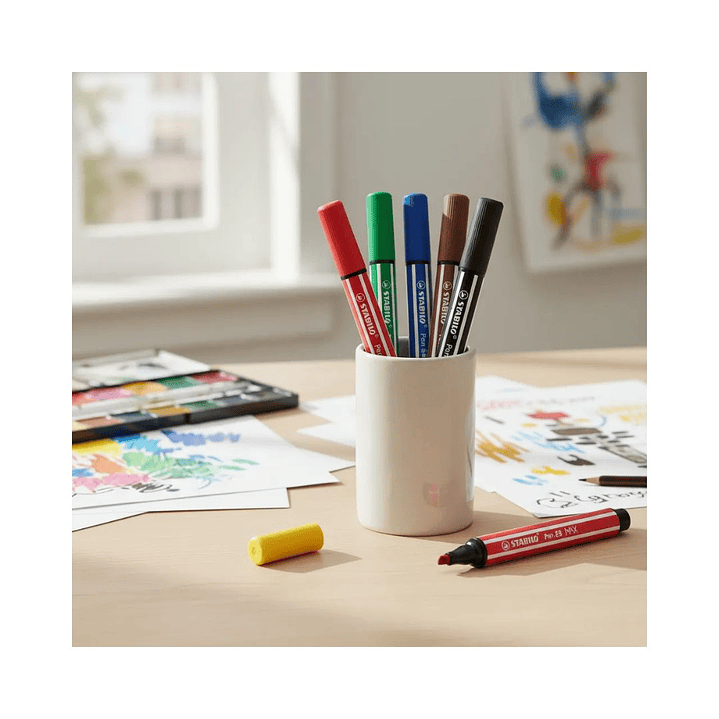 Set 6 Lápices Punta Biselada Stabilo Pen 68 Max Arty  6