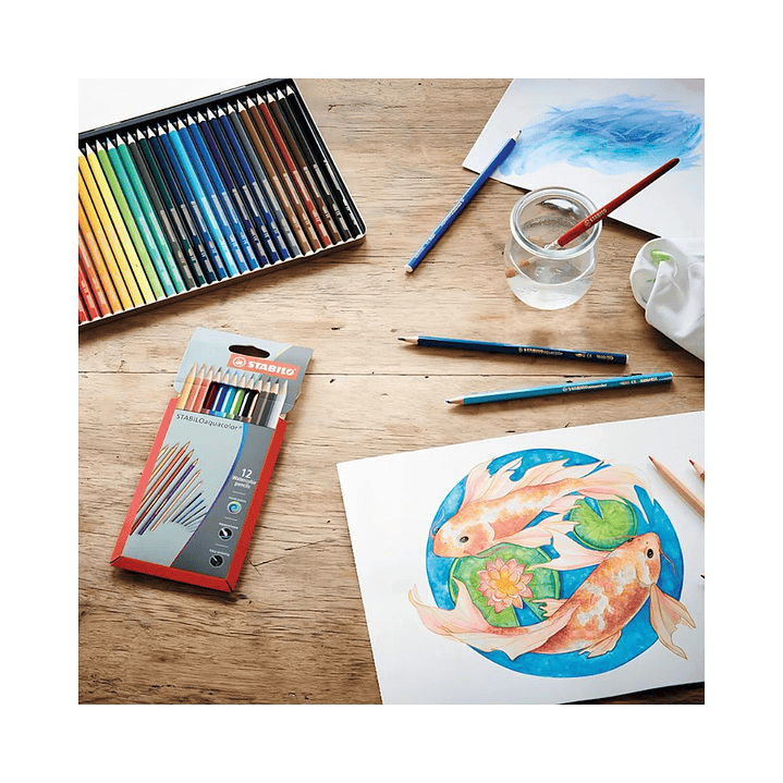 Lápices Acuarelables Stabilo Aquacolor Caja Metálica 24 colores 6