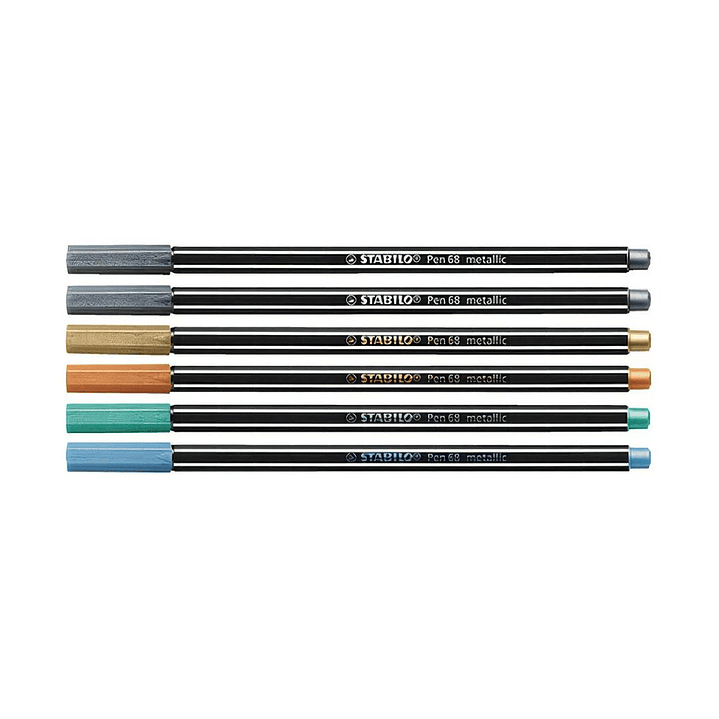 Marcadores Metálicos Stabilo Pen 68 Caja Metálica 6 Colores 3