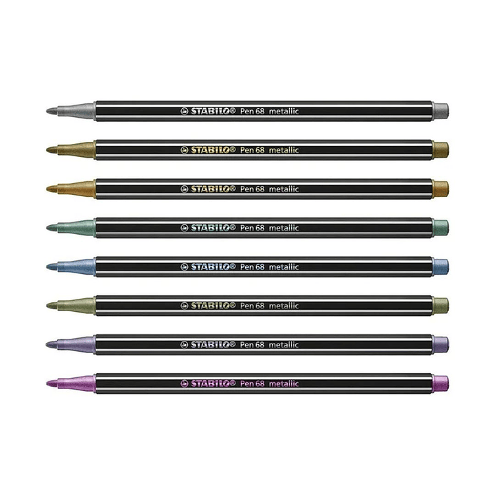 Marcadores Metálicos Stabilo Pen 68 Caja Metálica 8 Colores 5