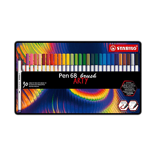 Lápices Punta Pincel Stabilo Pen 68 Brush Arty Caja Metálica 30 Colores