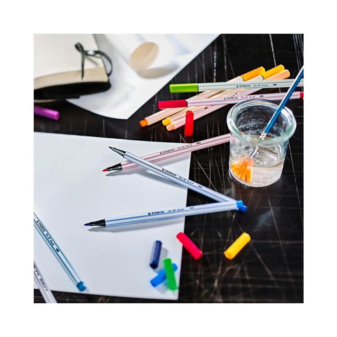 Lápices Punta Pincel Stabilo Pen 68 Brush Arty Caja Metálica 30 Colores 7