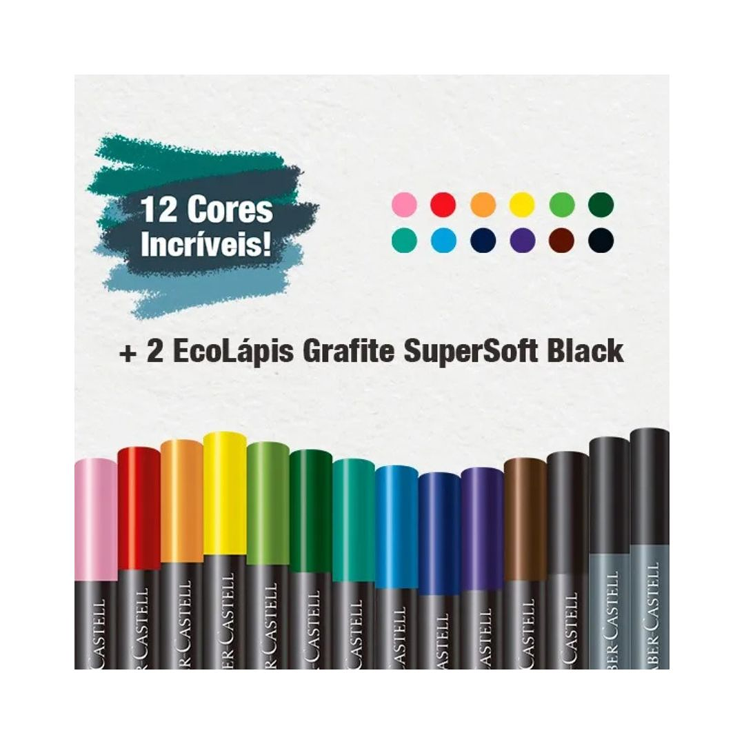 EcoLápices SuperSoft 12 Colores + 2 grafito Faber Castell 3