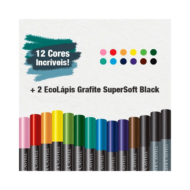 EcoLápices SuperSoft 12 Colores + 2 grafito Faber Castell 3