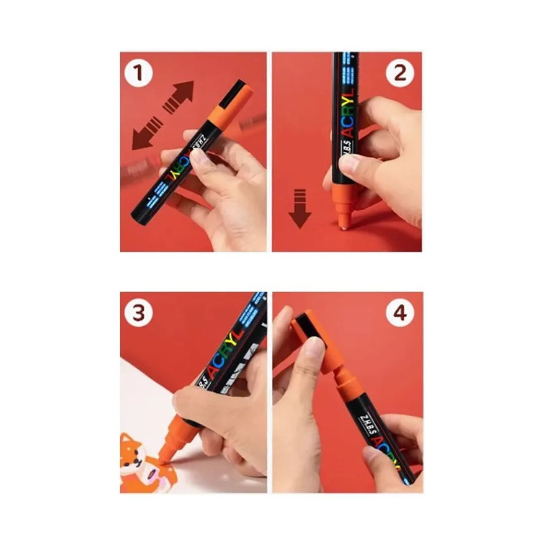 Marcador Acrílico Acryl Punta 5m Set 8 colores 3