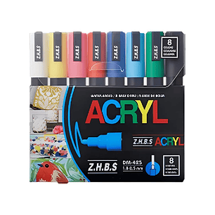 Marcador Acrílico Acryl Punta 5m Set 8 colores