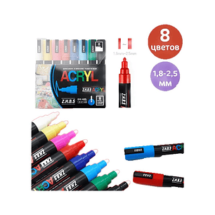 Marcador Acrílico Acryl Punta 5m Set 8 colores