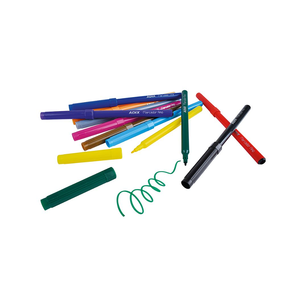 Marcadores punta fina Adix 12 Colores 4