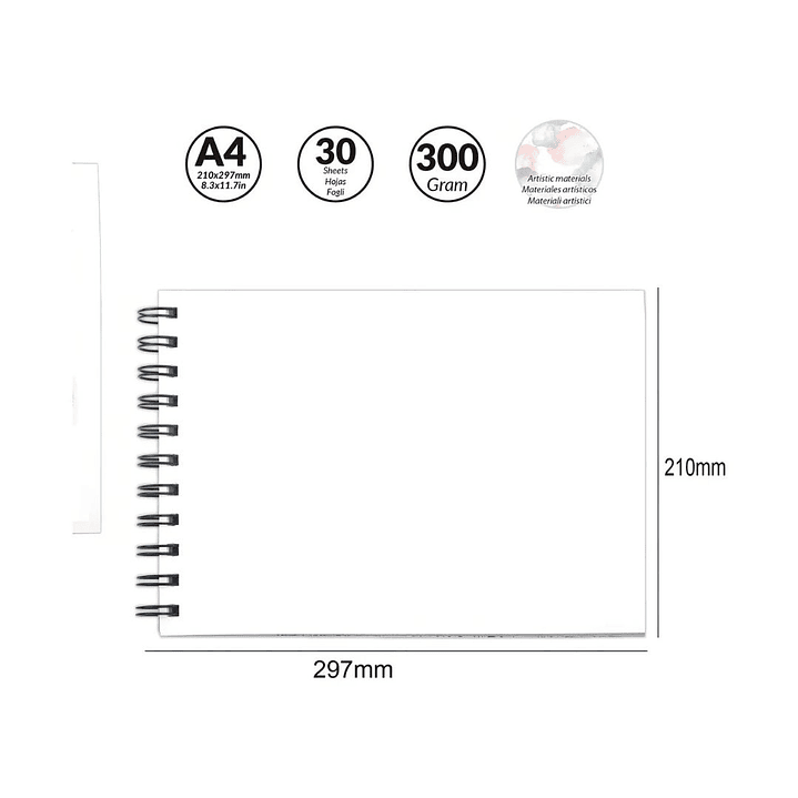 Croquera Acuarela A4 30 hojas 300gr. Motarro 2