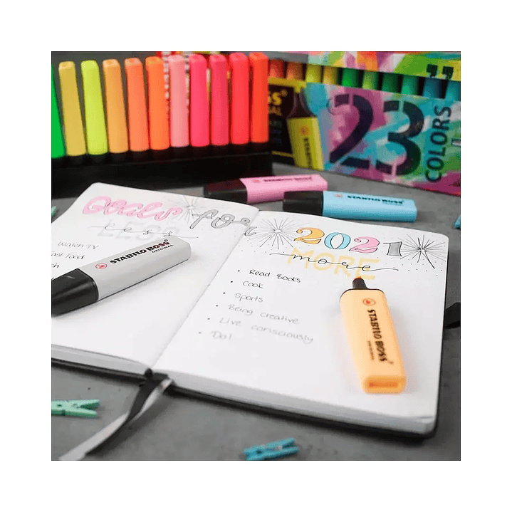 Pack 2 Destacadores Stabilo Boss 23 Colores + Base 6