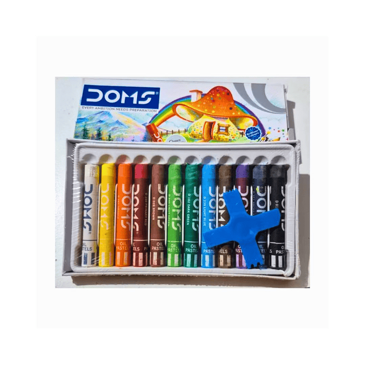 Lapices Crayon Pastel Oleo Doms 12 Colores + Raspador 3