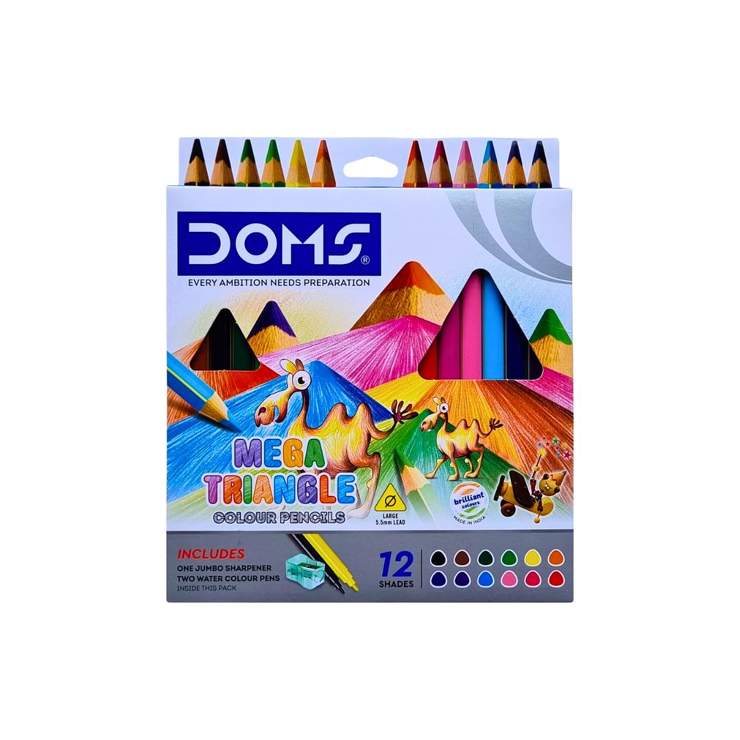Lápices Jumbo Triangulares Doms 12 Colores + Sacapunta + 2 Marcadores 3