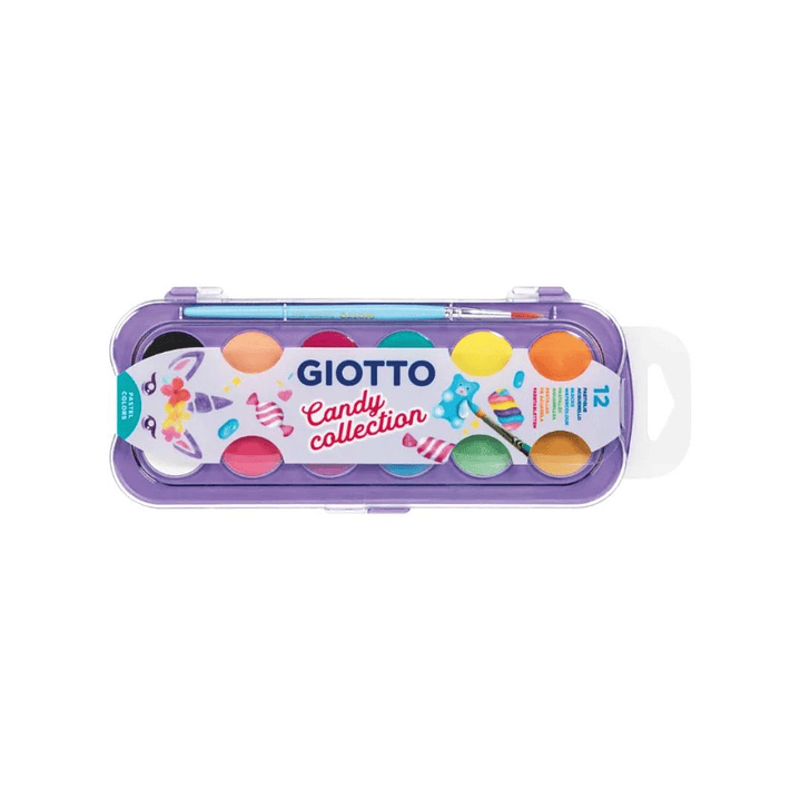 Set Acuarela 30mm Giotto Candy Collection 12 Colores + Pincel 1