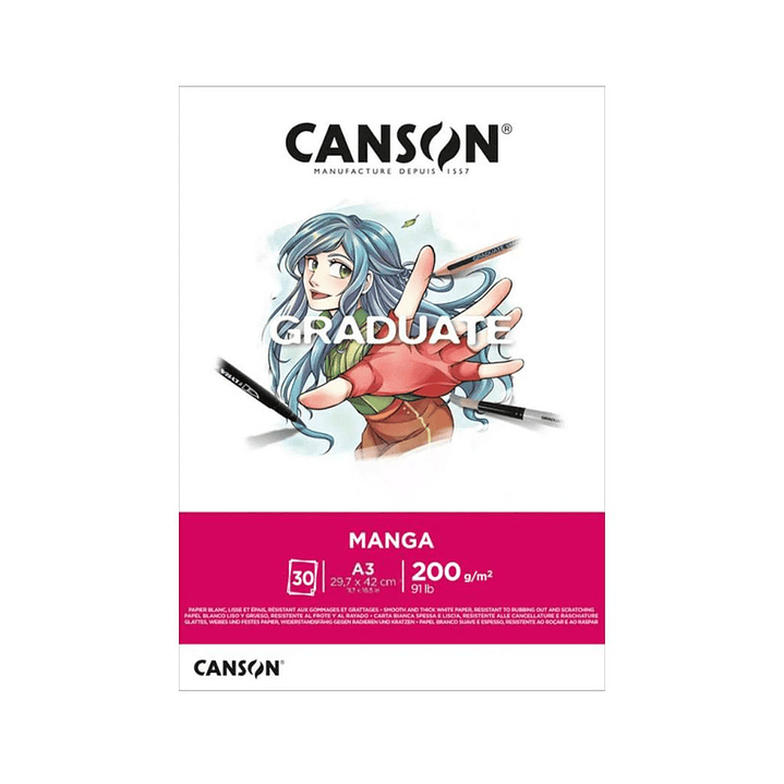 Block Canson Graduate Manga A3 30 Hojas 200gr. 1