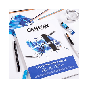 Block Canson Graduate Lettering Mix Media A4 20 hojas 200gr.