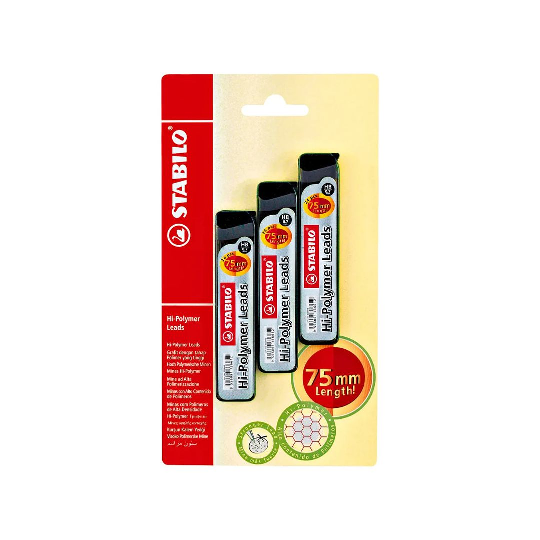Minas 0,7 mm. HB Stabilo Hi-Polymer Pack 3 Unidades 1