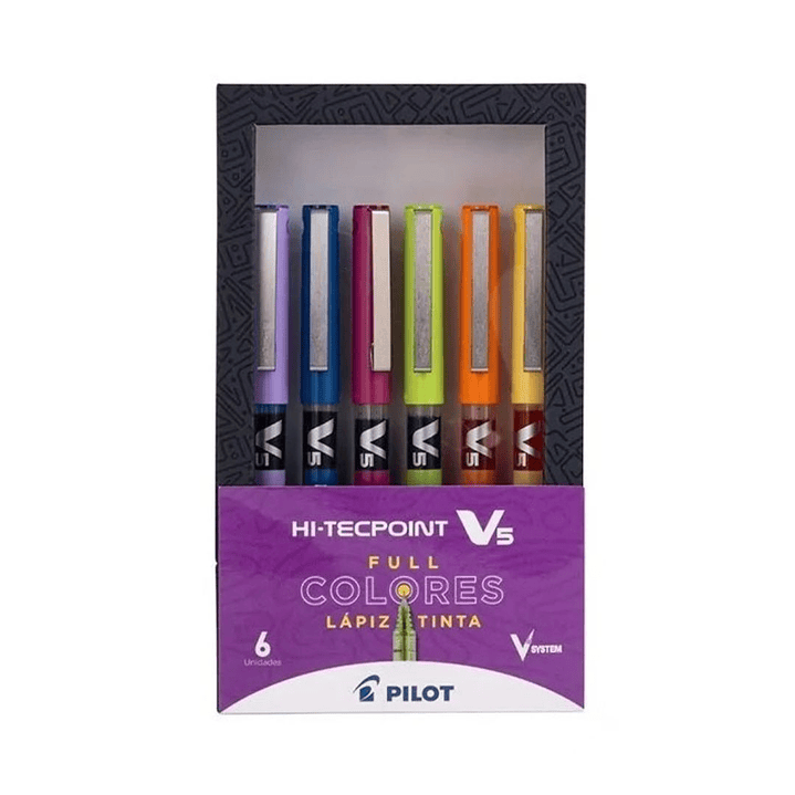 Lápices Tinta Pilot V5 Hi-tecpoint  0.5mm 6 colores Set 1 2