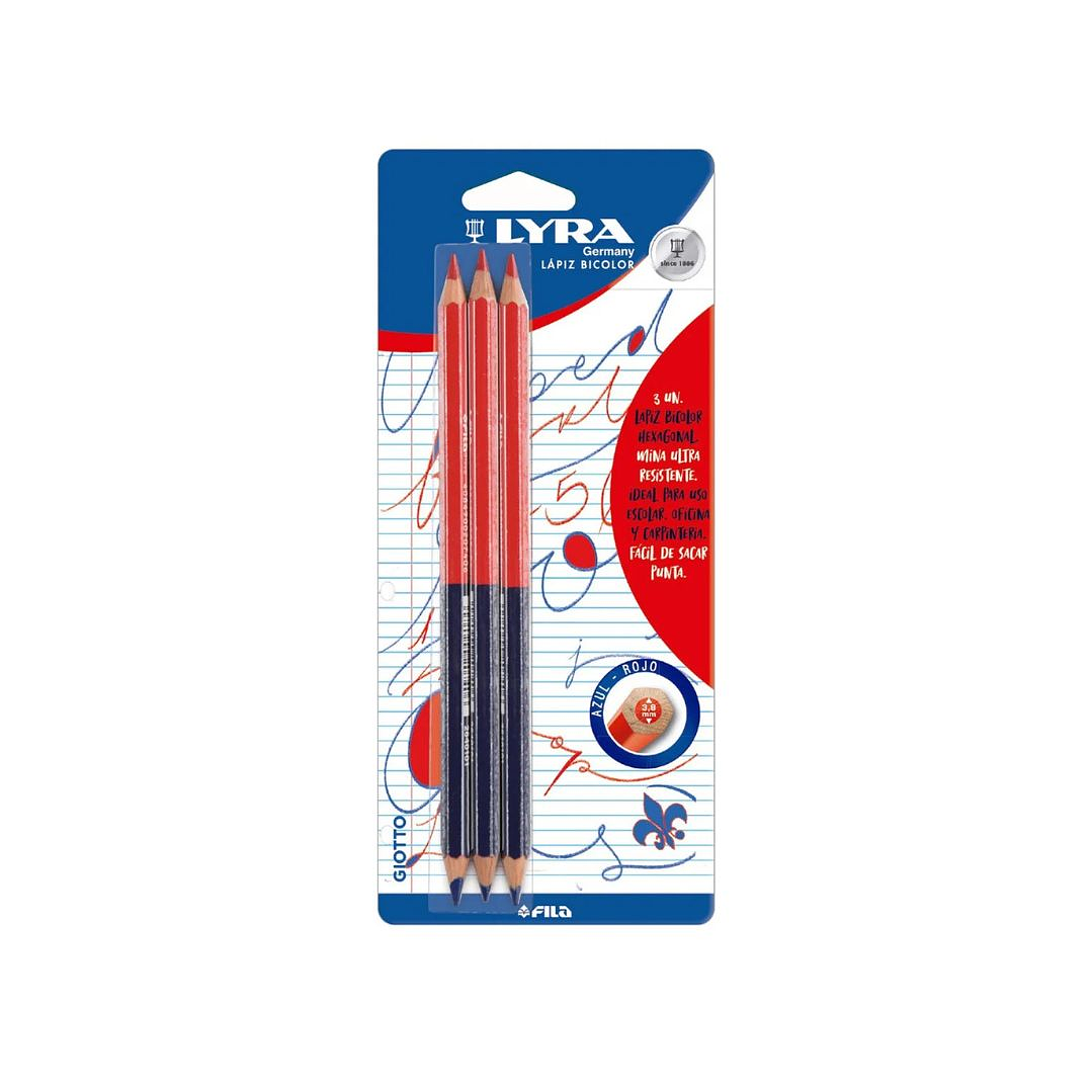 Lápices Bicolor Rojo-Azul Hexagonal Medium Lyra 3u. 4