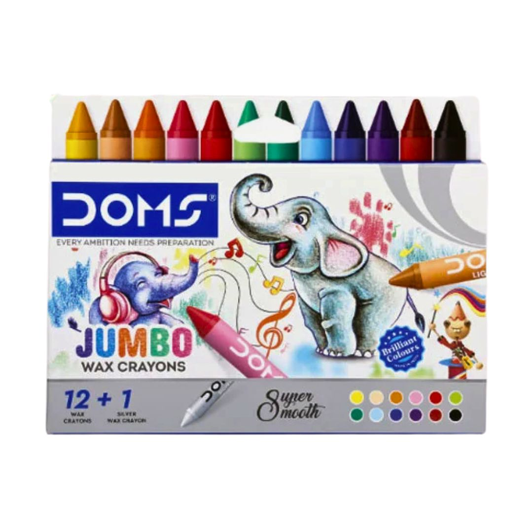 Lápices de Cera Jumbo Doms 12 Colores + plateado 1
